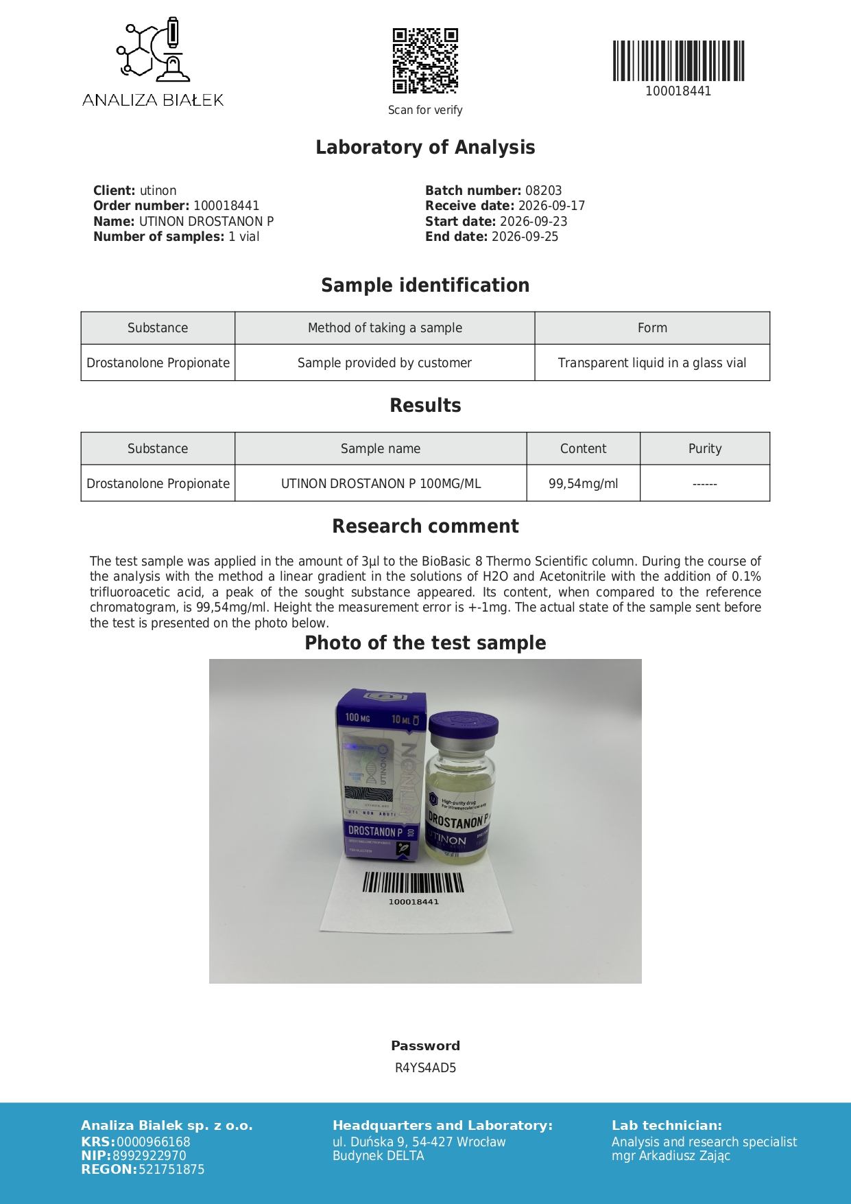 Drostanon P - Drostanalone Propionate 100 mg - 10 ml - Imagen 2