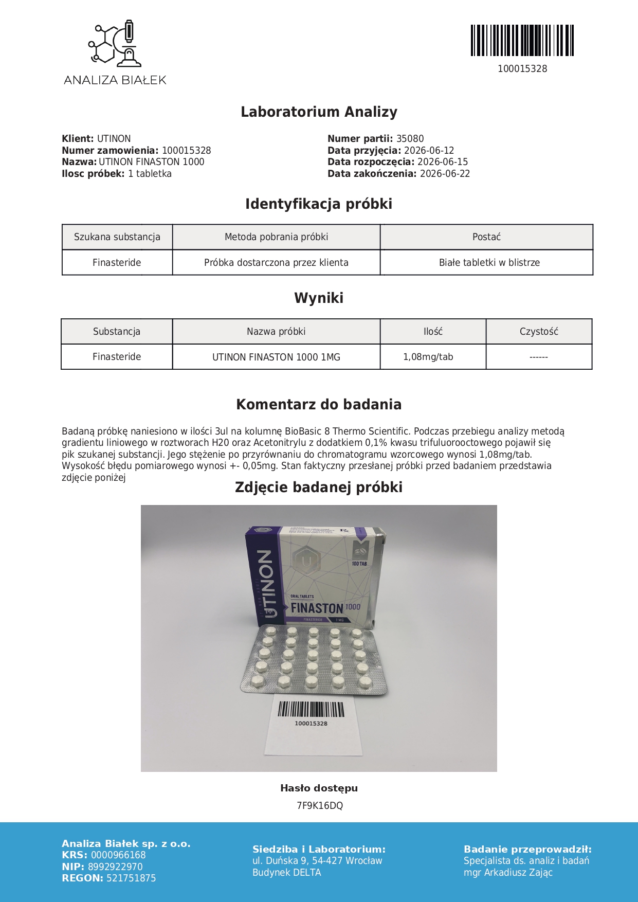 Finaston - Finasteride 1 mg - 100 tab ES - Imagen 2